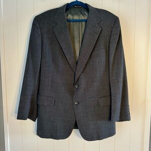Vintage DAKS London Wool Tattersall Pattern‎ Grey Gray Blazer Sport Coat 42R